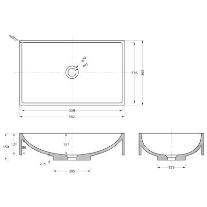 Sapho - Aufsatzwaschbecken 58 x 36 cm Beton/Beige