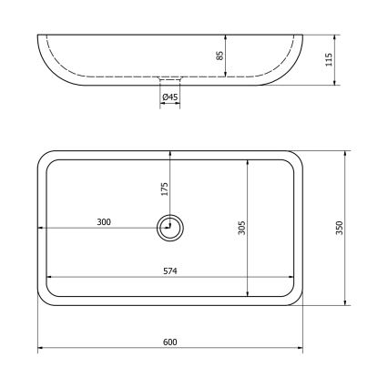 Sapho - Aufsatzwaschbecken BLOK 60x35 cm Stein/matt-schwarz