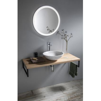 Sapho - Aufsatzwaschbecken BLOK Ø 42 cm Stein/Carrara/mattweiß