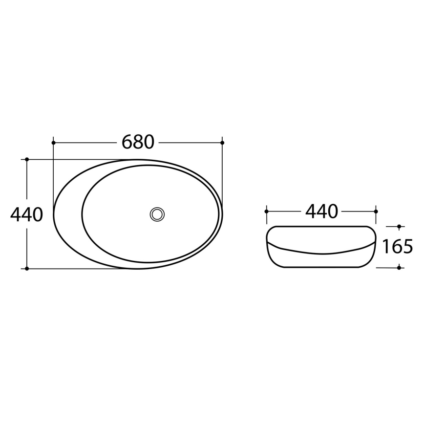 Sapho - Aufsatzwaschbecken DALMA 68 x 44 cm, grau