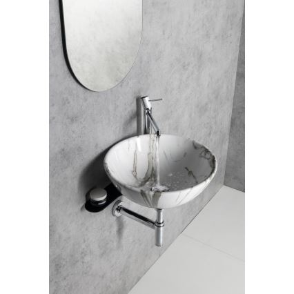 Sapho - Aufsatzwaschbecken DALMA Ø 42 cm Keramik/Carrara/weiß
