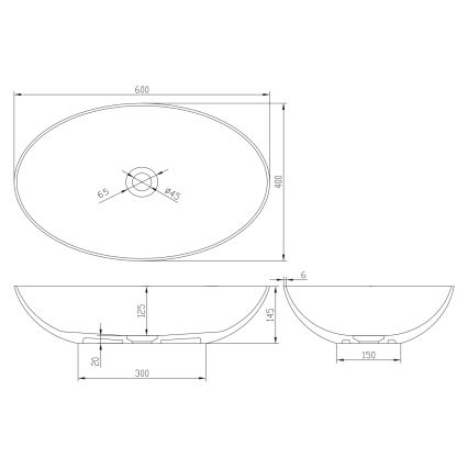 Sapho - Aufsatzwaschbecken FORMIGO 60x40 cm Beton/Anthrazit