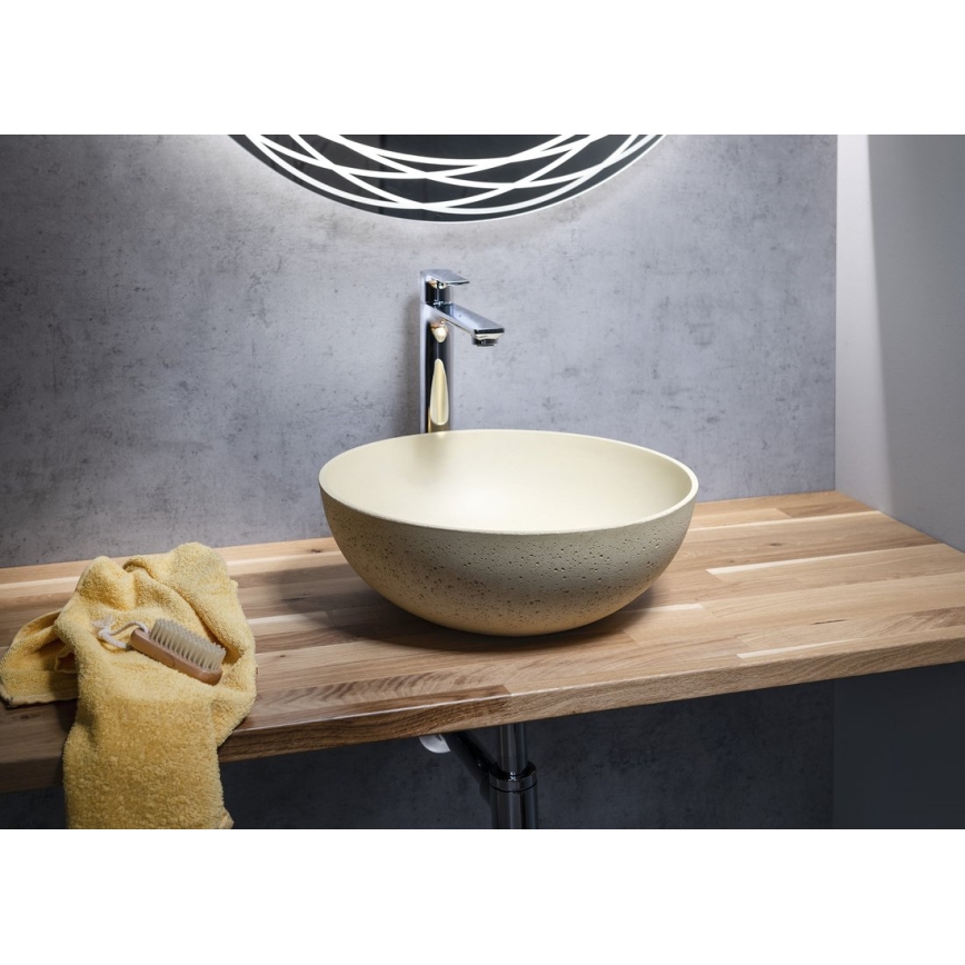 Sapho - Aufsatzwaschbecken FORMIGO Ø 39 cm Beton/Beige