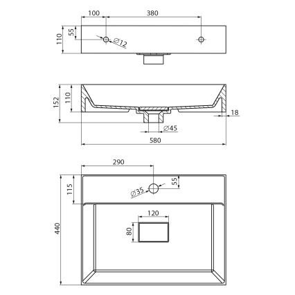 Sapho - Aufsatzwaschbecken GODIVA 58x44 cm Marmor/Weiß