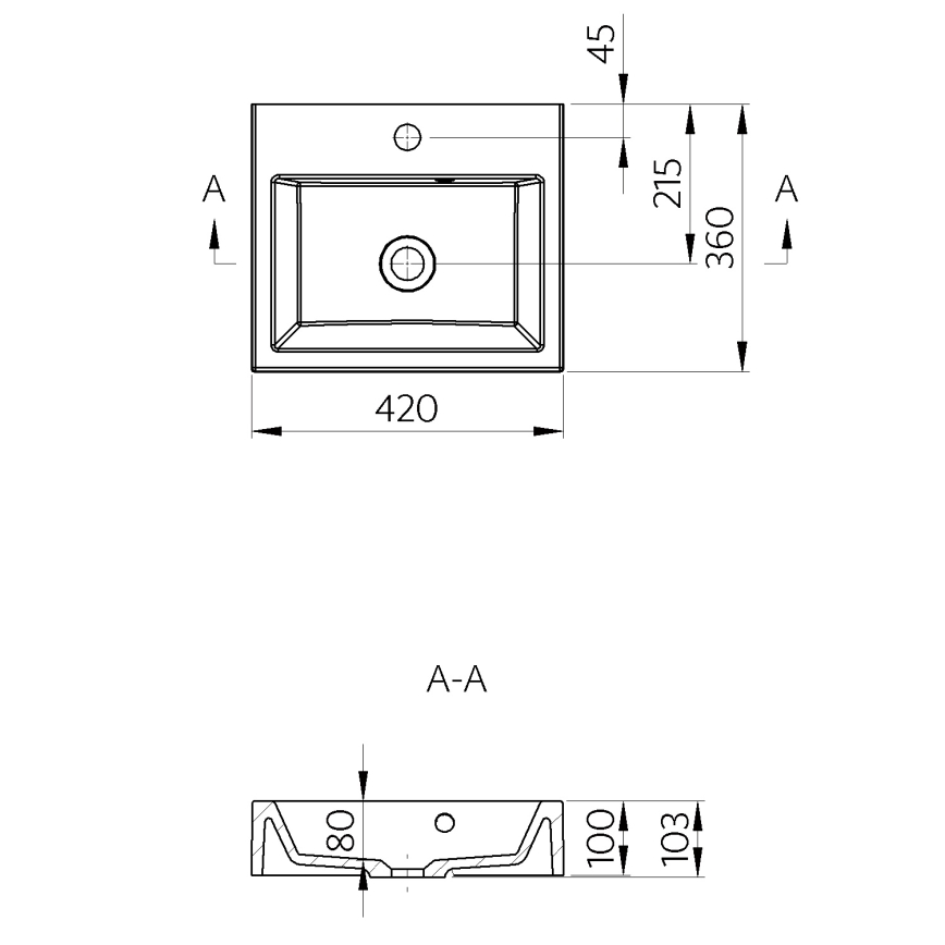 Sapho - Aufsatzwaschbecken ORINOKO 42 x 36 cm, Keramik/weiß