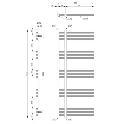 Sapho - Badezimmerheizkörper MAGDALENA, 408 W/230 V, 50 x 120 cm, hochglänzend verchromt