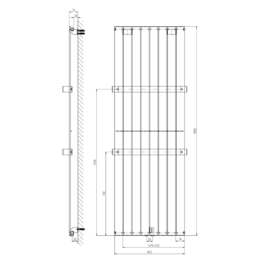 Sapho - Badheizkörper COLONNA 180x60 cm silber