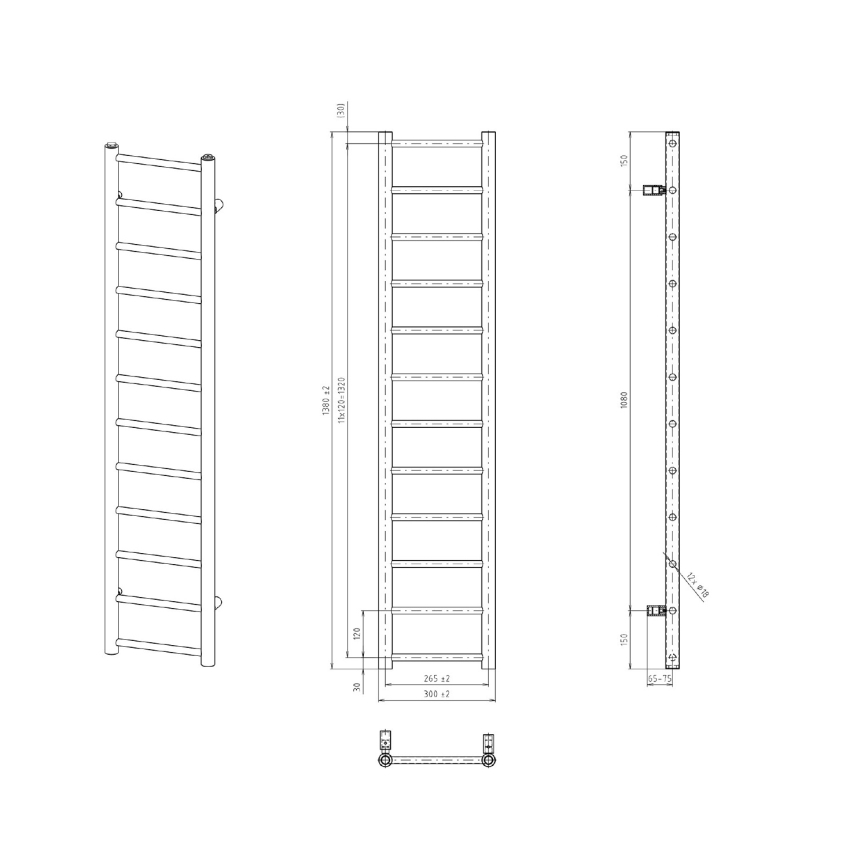 Sapho - Badheizkörper DINA 138x30 cm weiß