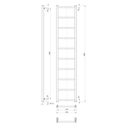 Sapho - Badheizkörper DINA 334W 35x168 cm matt schwarz