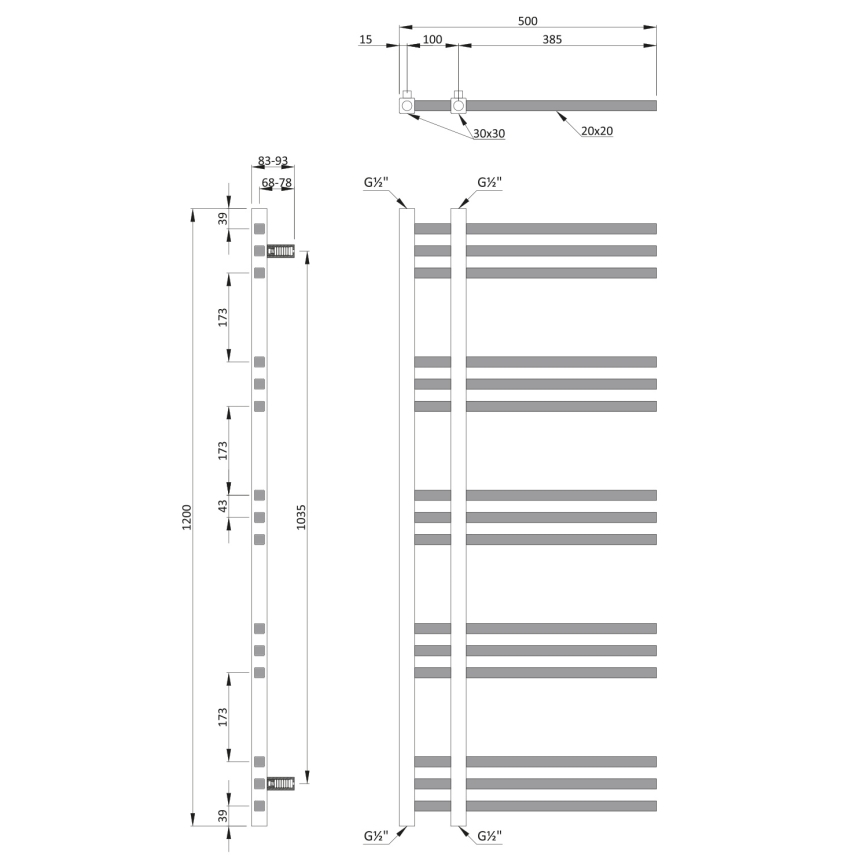 Sapho - Badheizkörper MAGDALENA 408W/230V 50x120 cm glänzender Chrom