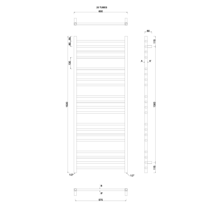 Sapho - Badheizkörper METRO 497W/230V 60x153 cm glänzender Chrom
