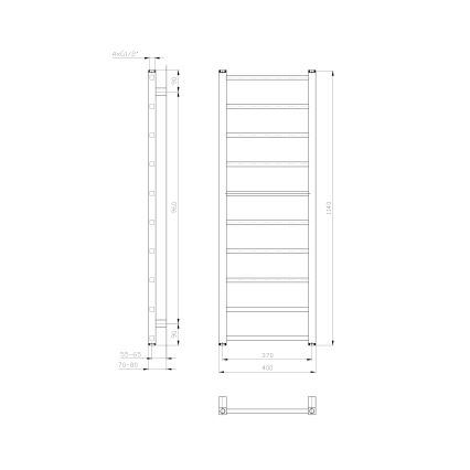 Sapho - Badheizkörper METRO LIGHT 114x40 cm weiß