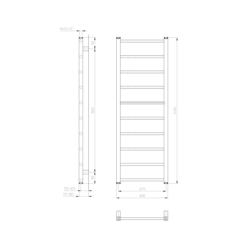 Sapho - Badheizkörper METRO LIGHT 114x40 cm weiß