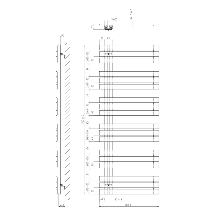 Sapho - Badheizkörper SILVANA 150x60 cm weiß
