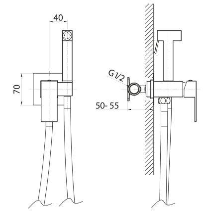 Sapho - Bidet-Armatur mit Handbrause zur Unterputzmontage CUBEMIX, mattgold