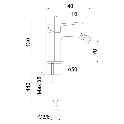 Sapho - Bidetarmatur TURSI, glänzender Chrom