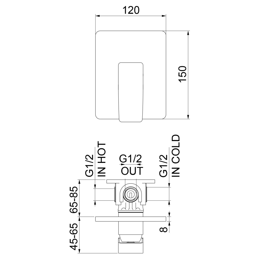 Sapho - Duscharmatur zur Unterputzmontage TURSI matt schwarz