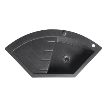 Sapho - Eck-Küchenspüle 114x57,5 cm Granit/Schwarz