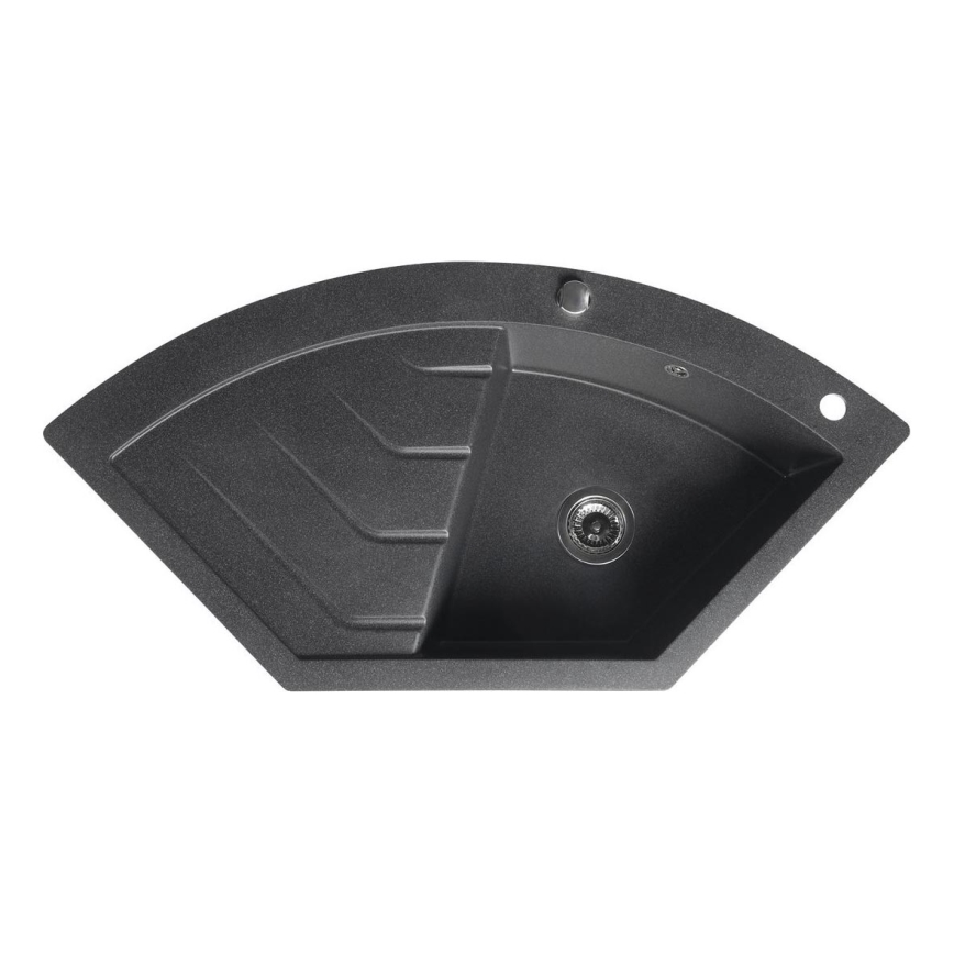 Sapho - Eck-Küchenspüle 114x57,5 cm Granit/Schwarz