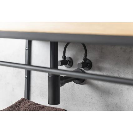 Sapho - Eckventil mit Rosette rund/matt schwarz