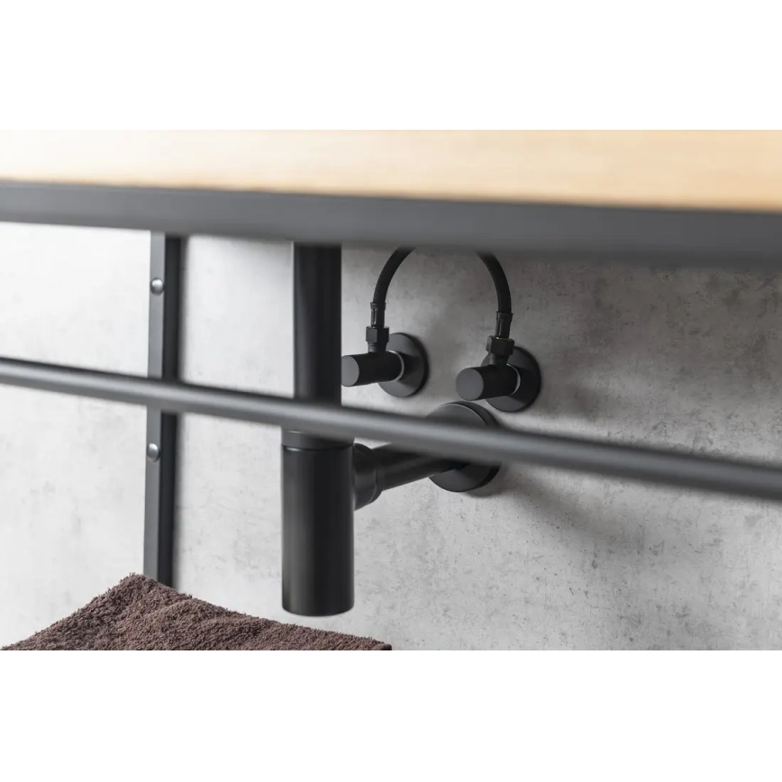 Sapho - Eckventil mit Rosette rund/matt schwarz