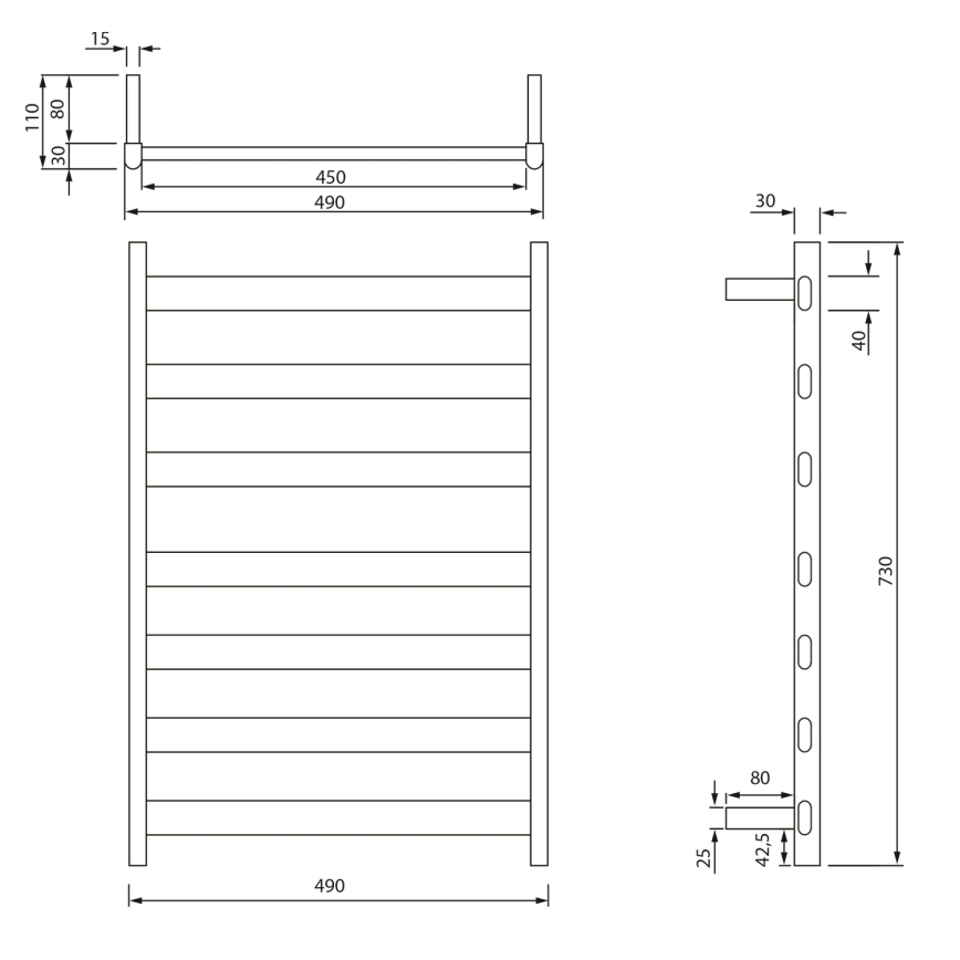 Sapho - Elektrischer Handtuchheizkörper ELIAS 105W/230V 49x73 cm mattweiß