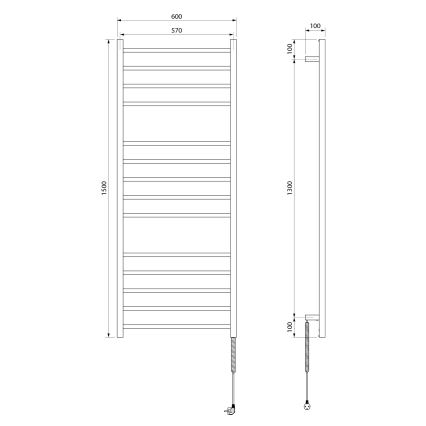Sapho - Elektrischer Handtuchheizkörper ESKINADO, 130 W, 150 x 60 cm, Edelstahl / glänzender Chrom