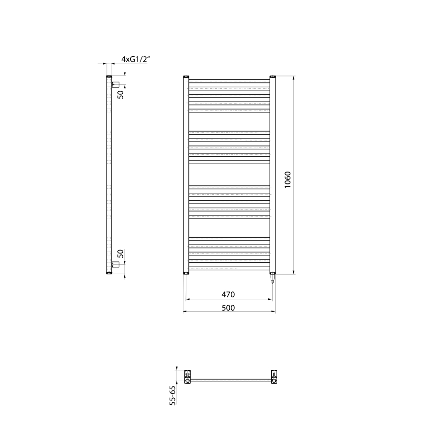 Sapho - Elektrischer Handtuchwärmer METRO-E 400W 106x50 cm weiß
