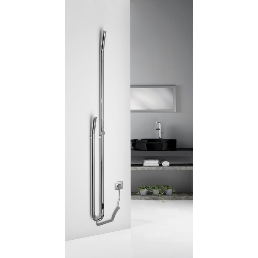 Sapho - Elektrischer Handtuchheizkörper mit Timer DUOPASSO 45W 170x12 cm polierter Chrom