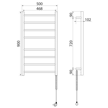 Sapho - Elektrischer Handtuchwärmer REDONDO, 75 W, 90 x 50 cm, polierter Chrom, rund