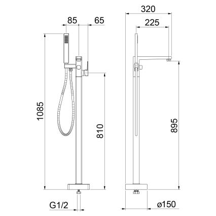 Sapho - Freistehendes Badewannenset mit Armatur TURSI, matt schwarz