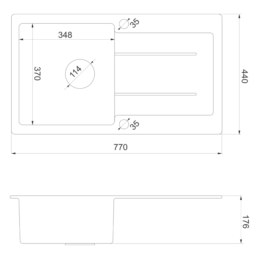 Sapho - Küchenspüle 77x44 cm Granit/beige