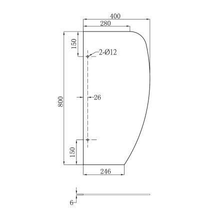 Sapho - Trennwand für Pissoirs 40x80 cm Milchglas