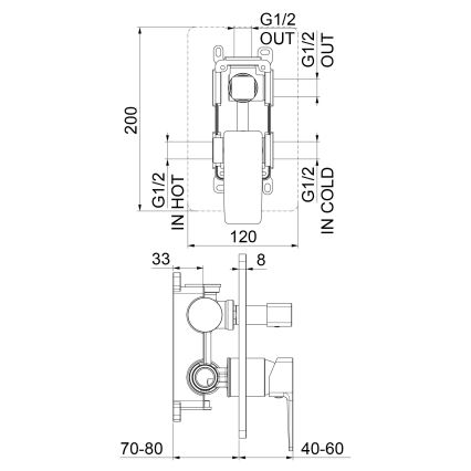 Sapho - Unterputz-Duscharmatur TURSI, glänzender Chrom