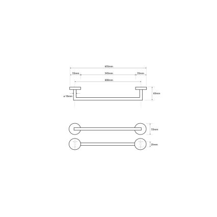 Sapho - Wand-Handtuchhalter X-ROUND 6,5x65,5 cm glänzender Chrom