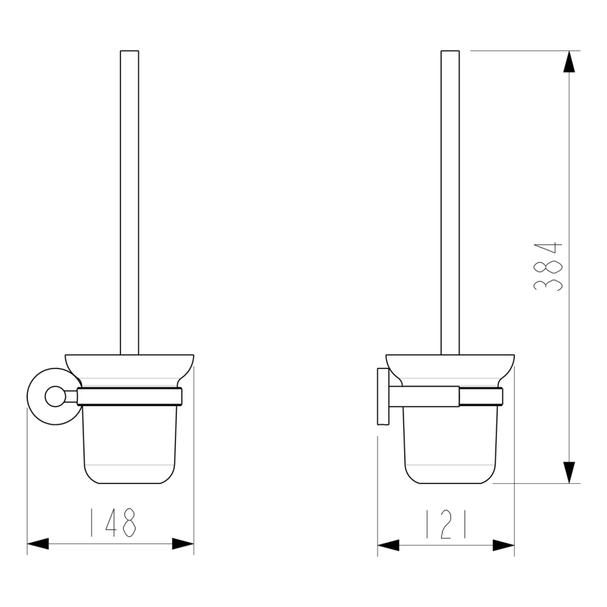 Sapho - Wand-WC-Bürste X-ROUND satiniertes Glas / hochglänzender Chrom