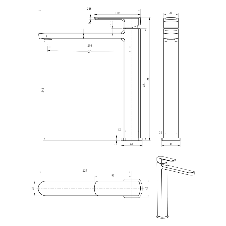 Sapho - Waschtischarmatur MIXONA 29,8 cm, glänzender Chrom