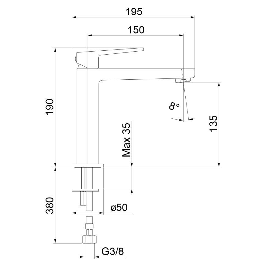 Sapho - Waschtischarmatur TURSI 19 cm glänzender Chrom