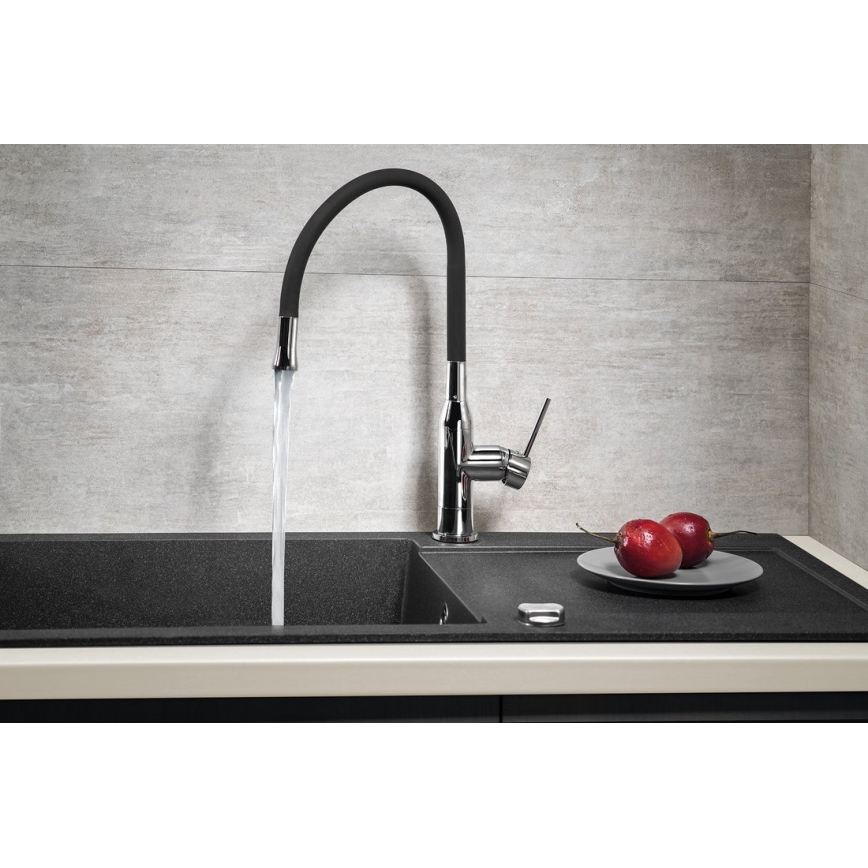 Sapho - Wasserhahn/Armatur mit flexiblem Arm SILI schwarz/Messing