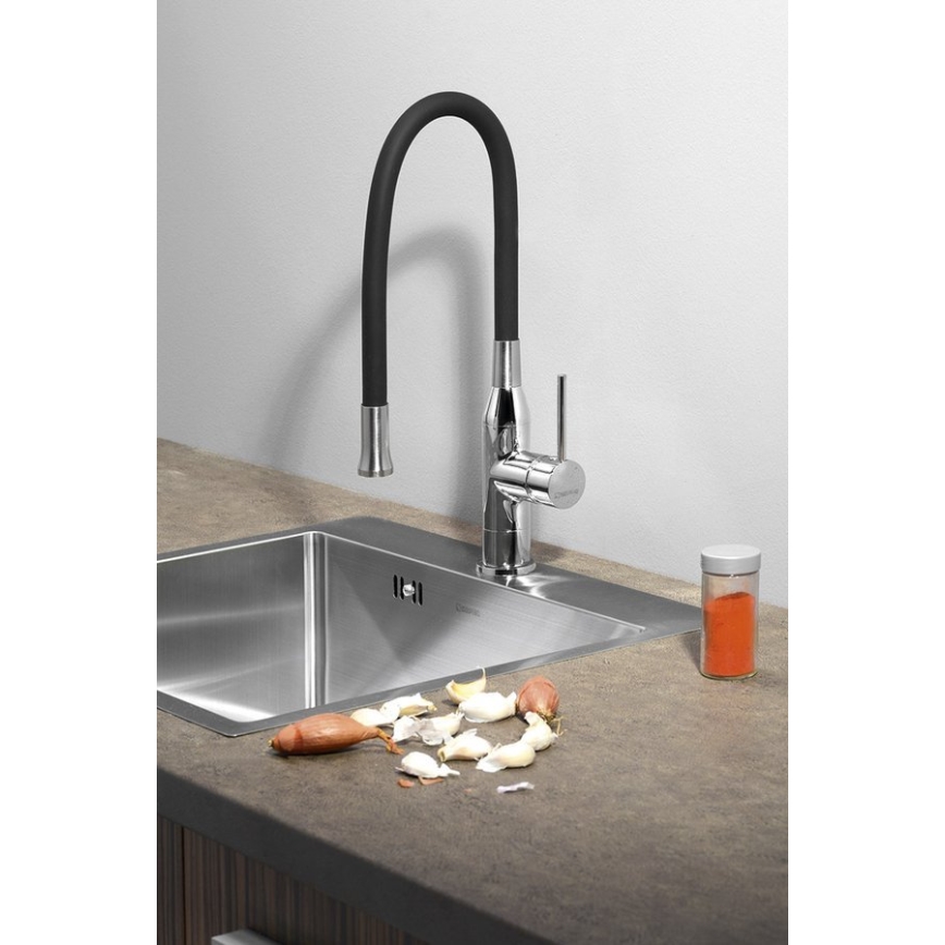 Sapho - Wasserhahn/Armatur mit flexiblem Arm SILI schwarz/Messing