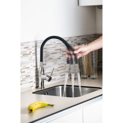 Sapho - Wasserhahn/Armatur mit flexiblem Arm SILI schwarz/Messing
