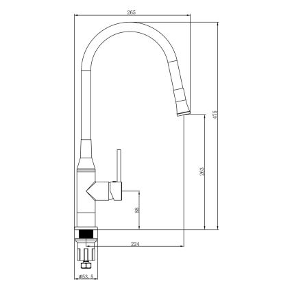 Sapho - Wasserhahn/Armatur mit flexiblem Arm SILI schwarz/Messing