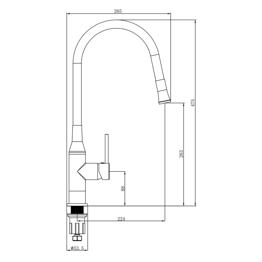 Sapho - Wasserhahn/Armatur mit flexiblem Arm SILI schwarz/Messing