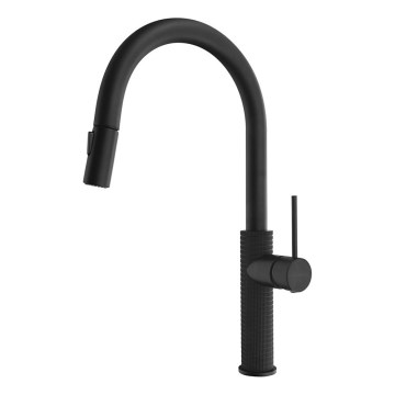 Sapho - Wasserhahn/Armatur mit herausziehbarem Sprühkopf FLAWO matt schwarz