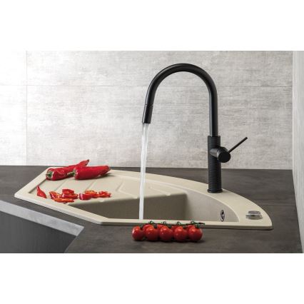 Sapho - Wasserhahn/Armatur mit herausziehbarem Sprühkopf FLAWO matt schwarz