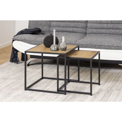 SARON Couchtisch-Set, 2-teilig, Eiche/Schwarz