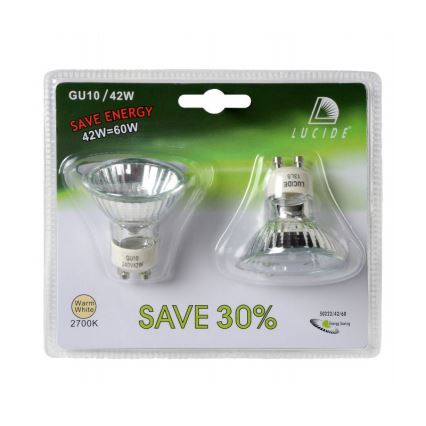 SATZ von 2x Halogen-Glühbirne GU10/42W/230V - Lucide 50222/42/60