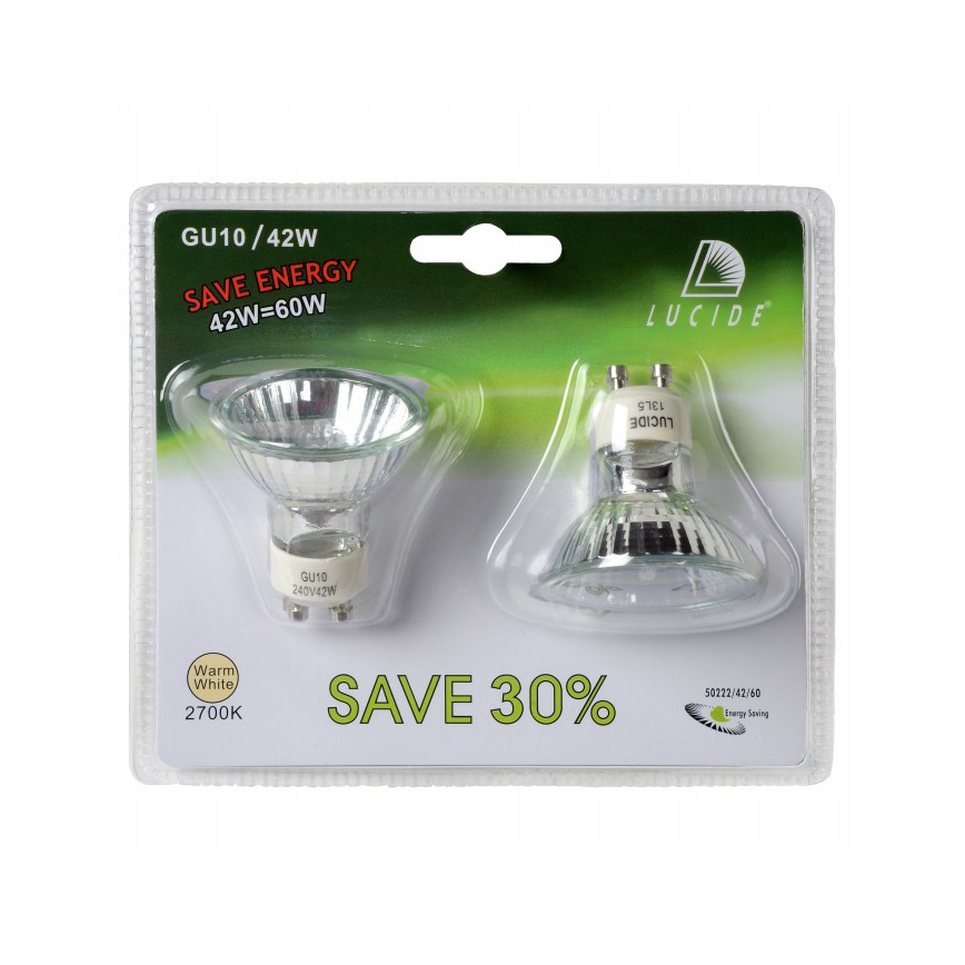 SATZ von 2x Halogen-Glühbirne GU10/42W/230V - Lucide 50222/42/60