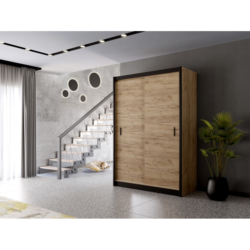 Kleiderschrank mit Schiebetüren SAPHIRA 150x215 cm Eiche Craft