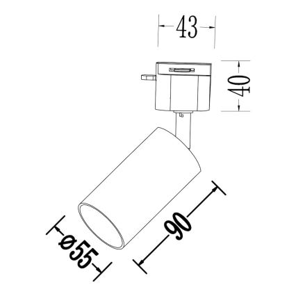 Schienenstrahler für 1-Phasen-Lichtschiene TIGER 1xGU10/10W/230V weiß